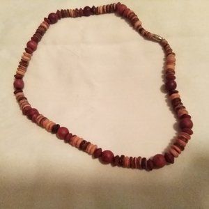 Vintage Carved Wooden Beaded Necklace